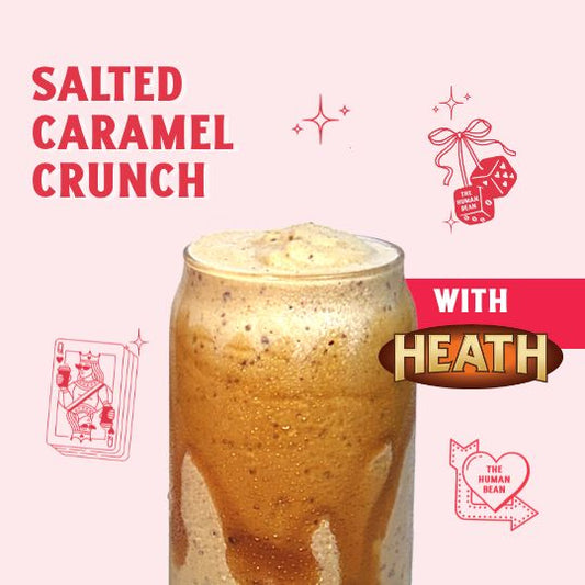 An image depicting the Salted Caramel Crunch Granita at The Human Bean, a limited-time secret menu drink for Valentine's Day