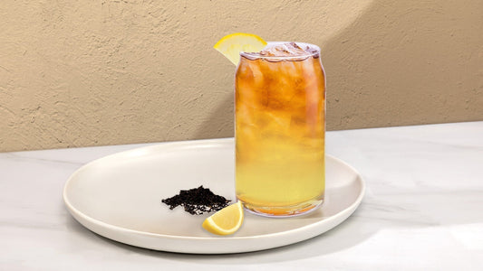 Tea lemonade in a glass cup.