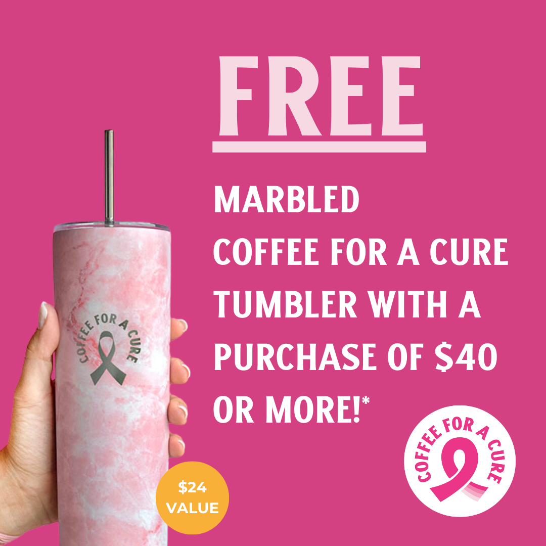 20 oz Coffee for a Cure Tumbler Pink Marble