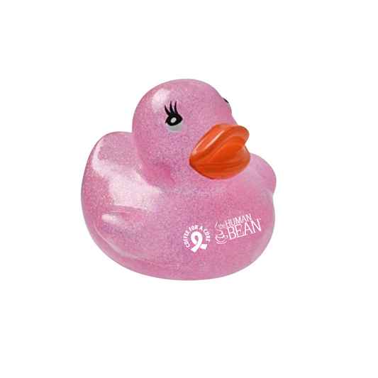 Coffee for a Cure Rubber Duck - Glitter Pink