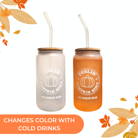 18 oz Glass Can -  Feelin' Pumpkin Spicy