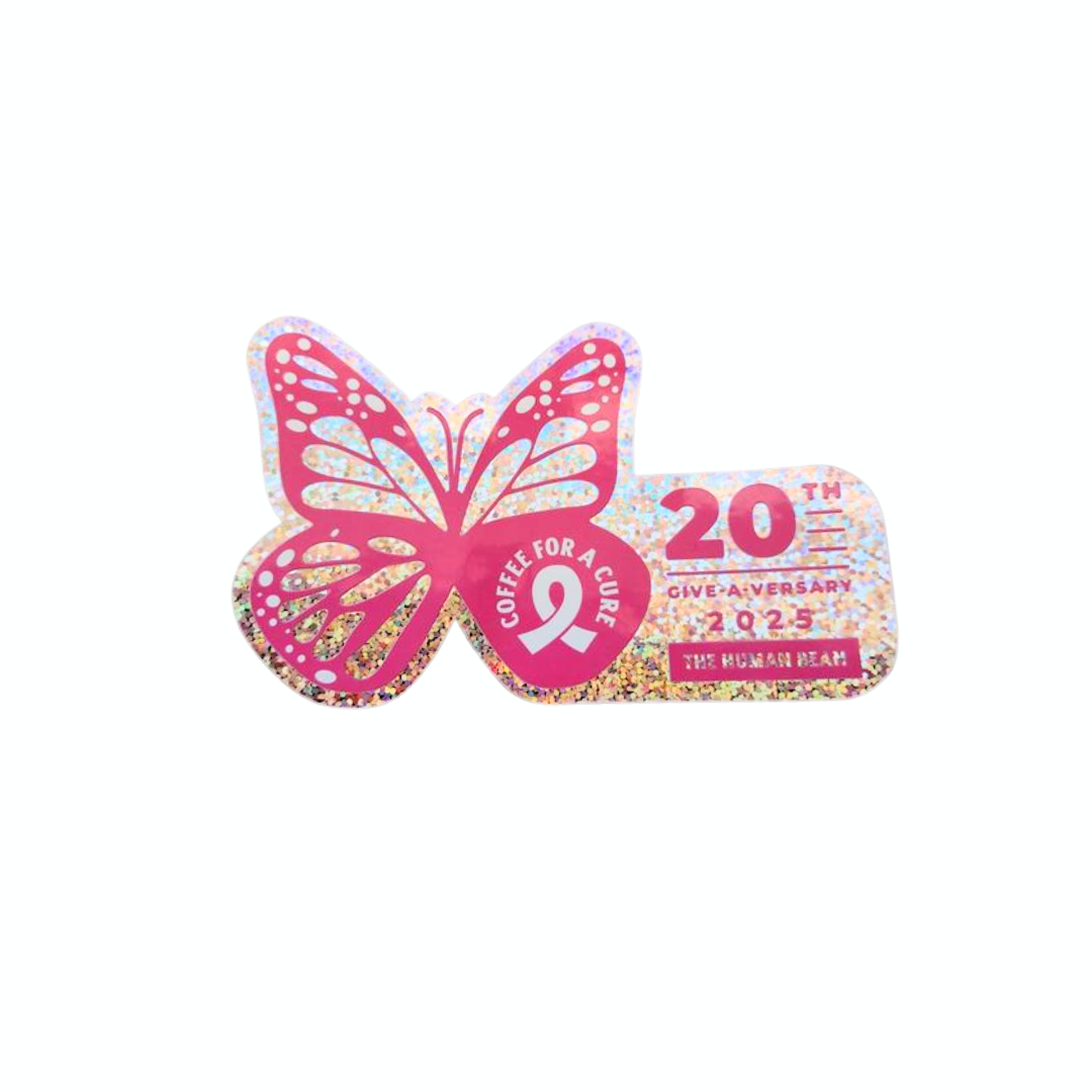 Coffee for a Cure – 20th Give-A-Versary Butterfly Sticker
