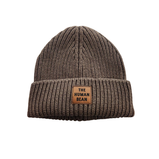 Classic Human Bean Ribbed Knit Beanie