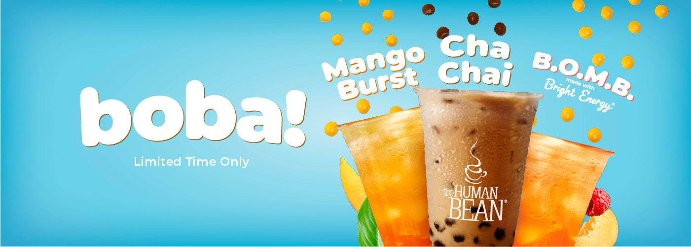 Boba Limited Time Only Mango Burst Cha Chai and BOMB Bright