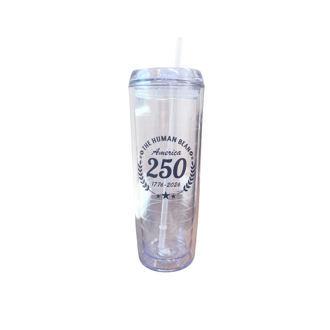 Limited-time “America 250” acrylic, double-walled tumbler features a minimal design with subtle THB branding.